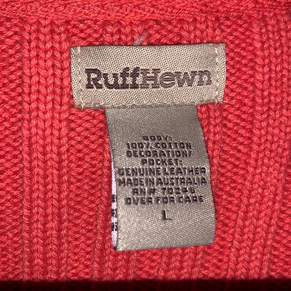 NWT! Ruff Hewn sweater with genuine leather pockets and back panel - Picture 2 of 6